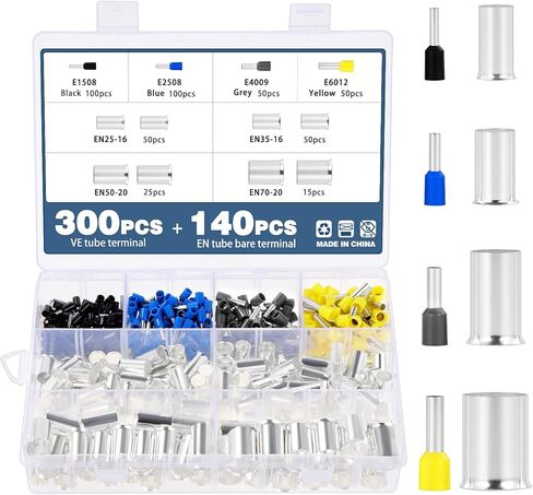 1200 قطعة من طرف أنبوب VE OCR، سلك طرفي تجعيد بارد معزول مسبقًا للأنبوب الطرفي، كم موصل تجعيد أنبوب نحاسي كامل in Kuwait