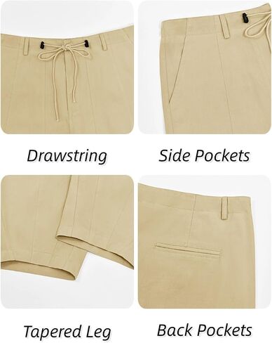 Runcati Mens Cotton Capri Pants Casual Loose Fit 3/4 Shorts Drawstring Summer Beach Chino Cropped Pants in Saudi Arabia