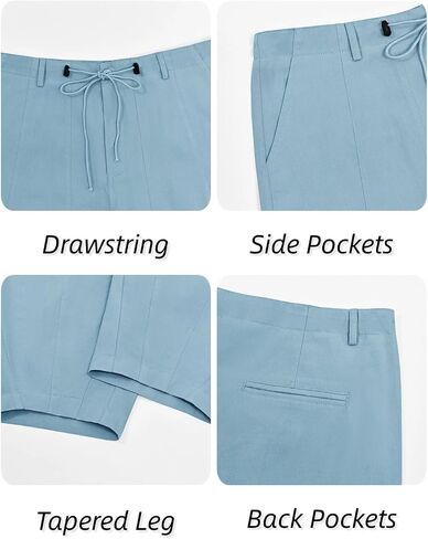 Runcati Mens Cotton Capri Pants Casual Loose Fit 3/4 Shorts Drawstring Summer Beach Chino Cropped Pants in Saudi Arabia