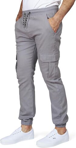 بنطال Cargo Jogger للرجال - بنطال رياضي من نسيج التويل ذو قصة مريحة مع حزام خصر مرن ونسيج مطاطي - ملابس كاجوال in Kuwait