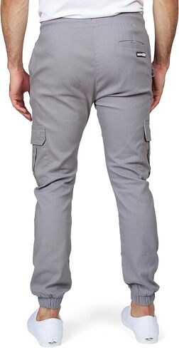 بنطال Cargo Jogger للرجال - بنطال رياضي من نسيج التويل ذو قصة مريحة مع حزام خصر مرن ونسيج مطاطي - ملابس كاجوال in Kuwait