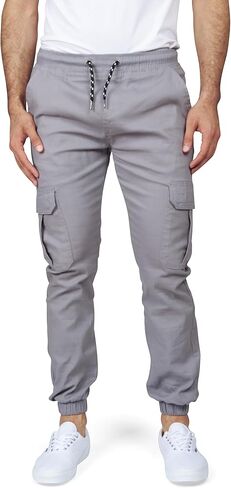 بنطال Cargo Jogger للرجال - بنطال رياضي من نسيج التويل ذو قصة مريحة مع حزام خصر مرن ونسيج مطاطي - ملابس كاجوال in Kuwait