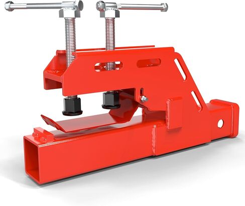 2024 New Upgraded Tractor Clamp on Trailer Hitch Receiver, Tractor Bucket Hitch Non-Slip 2" Ball Mount Adapter for Tractor Bucket Kubota Deere Bobcat, Bucket Trailer Hitch Attachment (Red) in Kuwait