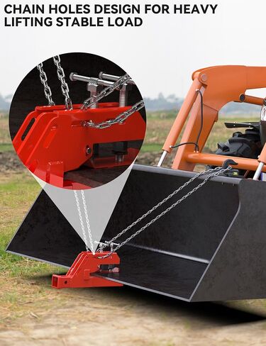 2024 New Upgraded Tractor Clamp on Trailer Hitch Receiver, Tractor Bucket Hitch Non-Slip 2" Ball Mount Adapter for Tractor Bucket Kubota Deere Bobcat, Bucket Trailer Hitch Attachment (Red) in Kuwait