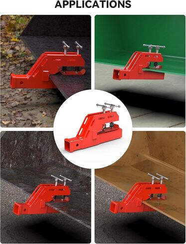 2024 New Upgraded Tractor Clamp on Trailer Hitch Receiver, Tractor Bucket Hitch Non-Slip 2" Ball Mount Adapter for Tractor Bucket Kubota Deere Bobcat, Bucket Trailer Hitch Attachment (Red) in Kuwait