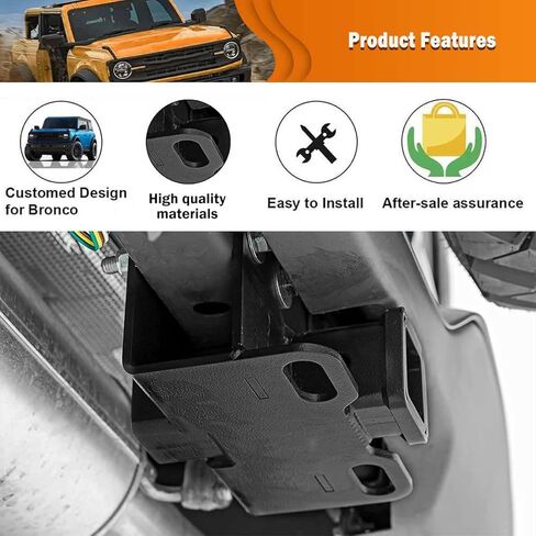 مجموعة استقبال وصلة المقطورة الخلفية مقاس 2 بوصة، خطاف سحب المصد الخلفي، ملحقات رفوف حامل البضائع لفورد برونكو للطرق الوعرة 2/4 باب 2021-2023 in Kuwait
