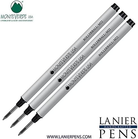 Lanier Combo Pack - 3 Pack - Monteverde® Rollerball M22 Paste Ink Refill Compatible with Most Montblanc® Style Rollerball Pens - Black (Fine Tip 0.6mm) in Saudi Arabia