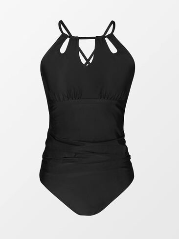 CUPSHE Women Swimsuit Maternity One Piece Bathing Suit Keyhole Cutout Ruched Front Crisscross Lace Up Back in Saudi Arabia