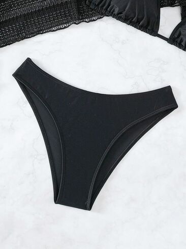Verdusa Women's 3 Piece Halter Bikini Swimsuits with Mesh Cover Up Bathing Suit in Saudi Arabia