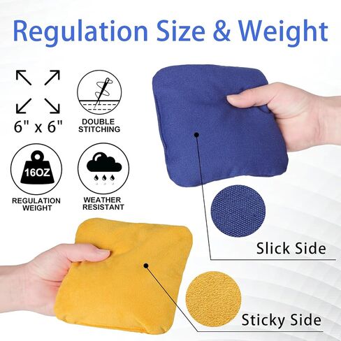 Cornhole Bags, Non Dusty Double Stitched Corn Hole Beans Bags Regulation Size Slick and Stick Bags Includes Carry Bag in Saudi Arabia