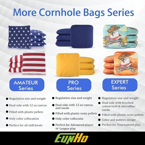 Cornhole Bags, Non Dusty Double Stitched Corn Hole Beans Bags Regulation Size Slick and Stick Bags Includes Carry Bag in Saudi Arabia