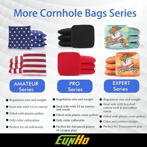 Cornhole Bags, Non Dusty Double Stitched Corn Hole Beans Bags Regulation Size Slick and Stick Bags Includes Carry Bag in Saudi Arabia