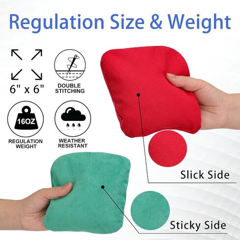 Cornhole Bags, Non Dusty Double Stitched Corn Hole Beans Bags Regulation Size Slick and Stick Bags Includes Carry Bag in Saudi Arabia