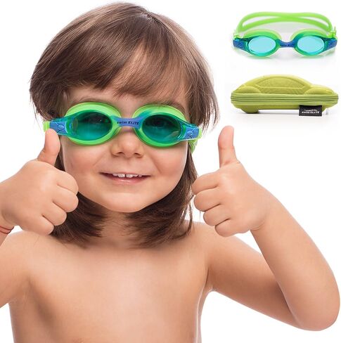 Kids Swimming Goggles - Fun and Colorful Case, Comfortable Adjustable Strap, Anti-Fog, UV Protection in Saudi Arabia