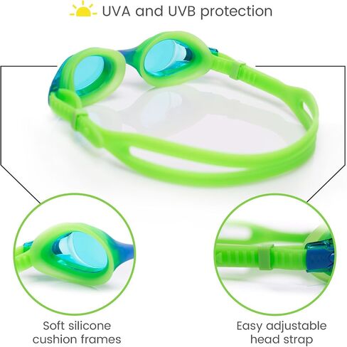 Kids Swimming Goggles - Fun and Colorful Case, Comfortable Adjustable Strap, Anti-Fog, UV Protection in Saudi Arabia