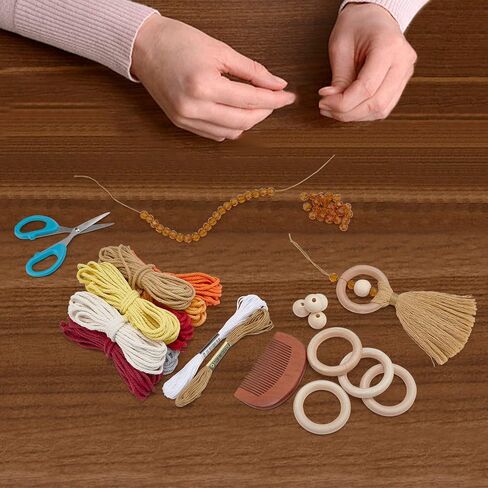 8 Set Macrame Angel Car Hanging Ornament Macrame Kit for Beginners Macrame Car Charm Handmade Boho Car Rear View Mirror Charms for Car Interior Decoration in Saudi Arabia