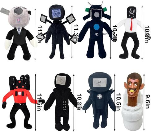 Skibidi Toilet Plush, 11inch Speakerman Bosses Plushies Toys Skibidi Toilet Head Plushies Toys Beautifully Stuffed Animals Doll Gifts for Fans and Friends (8PCS) in Kuwait