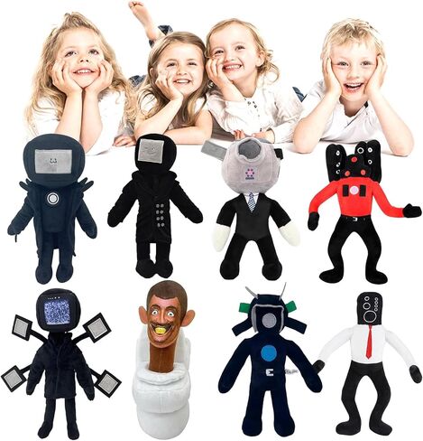 Skibidi Toilet Plush, 11inch Speakerman Bosses Plushies Toys Skibidi Toilet Head Plushies Toys Beautifully Stuffed Animals Doll Gifts for Fans and Friends (8PCS) in Kuwait