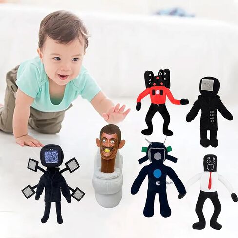 Skibidi Toilet Plush, 11inch Speakerman Bosses Plushies Toys Skibidi Toilet Head Plushies Toys Beautifully Stuffed Animals Doll Gifts for Fans and Friends (8PCS) in Kuwait