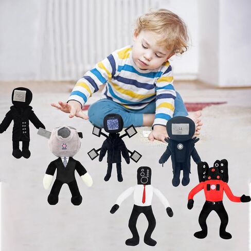 Skibidi Toilet Plush, 11inch Speakerman Bosses Plushies Toys Skibidi Toilet Head Plushies Toys Beautifully Stuffed Animals Doll Gifts for Fans and Friends (8PCS) in Kuwait