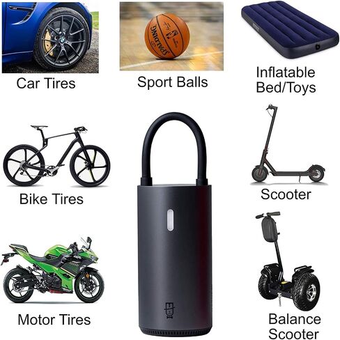 2021 VCUTECH Cordless Speed Air Pump, Portable Cordless Tire Inflator with Pressure Gauge, LCD Display Air Compressor for Cars, Bicycles Tires and Inflatables, with Emergency LED Light in Saudi Arabia