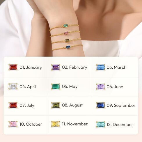 Birthstone Bracelet for Women Gold Diamond Dainty Simple Link Bracelet for Girls, Emerald Green Birthstone Jewelry Mother's Day Gifts for Her Mom Wife in Saudi Arabia