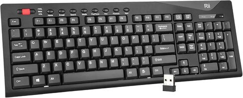 لوحة مفاتيح Rii اللاسلكية، لوحة مفاتيح كمبيوتر كاملة الحجم مريحة 2.4G، لوحة مفاتيح USB خارجية صامتة لاسلكية متوافقة مع كمبيوتر محمول يعمل بنظام Windows Chrome، كمبيوتر مكتبي، كمبيوتر محمول Chromebook... in Kuwait