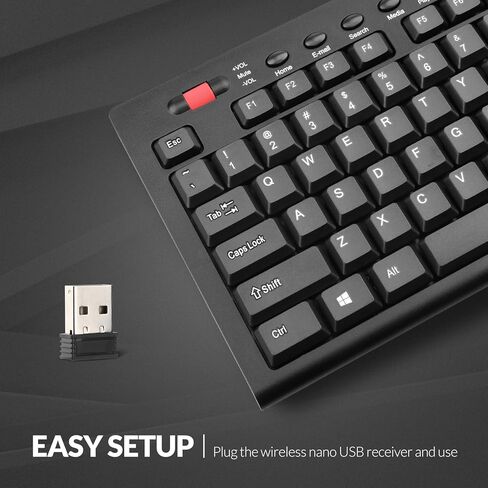 لوحة مفاتيح Rii اللاسلكية، لوحة مفاتيح كمبيوتر كاملة الحجم مريحة 2.4G، لوحة مفاتيح USB خارجية صامتة لاسلكية متوافقة مع كمبيوتر محمول يعمل بنظام Windows Chrome، كمبيوتر مكتبي، كمبيوتر محمول Chromebook... in Kuwait