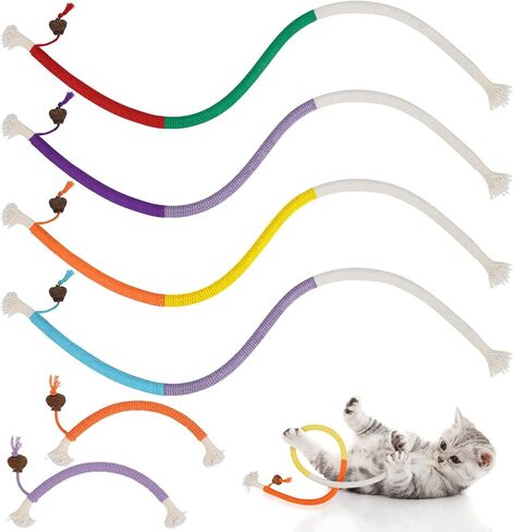 Rope Cat Toys, 6 Pack Catnip Toy Bite Rope, Cotton Rope Cat Toys for Indoor Cats, Interactive Cat Rope Toys with Silvervine Fruit for Cats and Kittens, Interactive Cat Nip Kitty Toys 27" All Breeds in Saudi Arabia