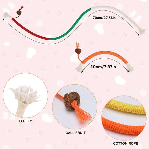 Rope Cat Toys, 6 Pack Catnip Toy Bite Rope, Cotton Rope Cat Toys for Indoor Cats, Interactive Cat Rope Toys with Silvervine Fruit for Cats and Kittens, Interactive Cat Nip Kitty Toys 27" All Breeds in Saudi Arabia
