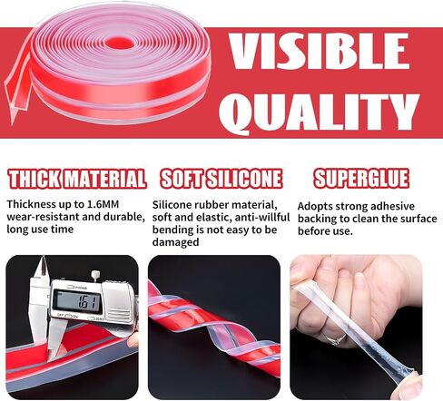 2024 Updated 9.8Ft T-Shaped Clear Weather Stripping Door Seal, Door Draft Stopper Silicone Seal Strip, Door Weather Stripping for Doors Windows and Shower Glass Gaps (9.8 Ft) in Saudi Arabia
