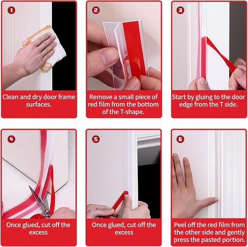 2024 Updated 9.8Ft T-Shaped Clear Weather Stripping Door Seal, Door Draft Stopper Silicone Seal Strip, Door Weather Stripping for Doors Windows and Shower Glass Gaps (9.8 Ft) in Saudi Arabia