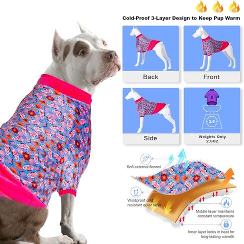 معاطف الكلاب الكبيرة من LovinPet - معطف شتوي ناعم ومريح للكلاب من الفلانيل، تحديث صديق للبشرة من القماش الكوني للفضاء الكوني باللون الأسود ملابس الكلاب لفصلي الخريف والشتاء، in Kuwait