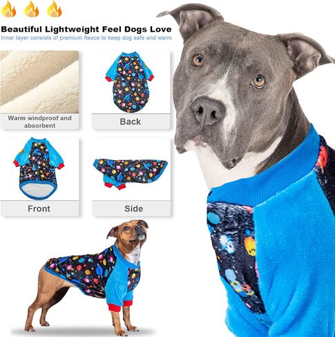 معاطف الكلاب الكبيرة من LovinPet - معطف شتوي ناعم ومريح للكلاب من الفلانيل، تحديث صديق للبشرة من القماش الكوني للفضاء الكوني باللون الأسود ملابس الكلاب لفصلي الخريف والشتاء، in Kuwait
