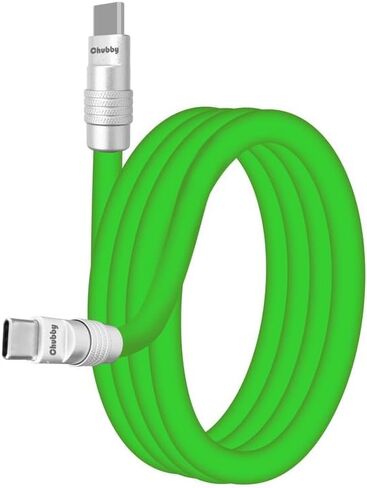 chubbycable Chubby 2.0 Fast Charging Cable Durable Soft Silicone USB C Cable 240W Extra Thick Phone Charger Cord Data Transfer Type C Cable, Green, Type-C to Type-C, 6.6 FT in Kuwait