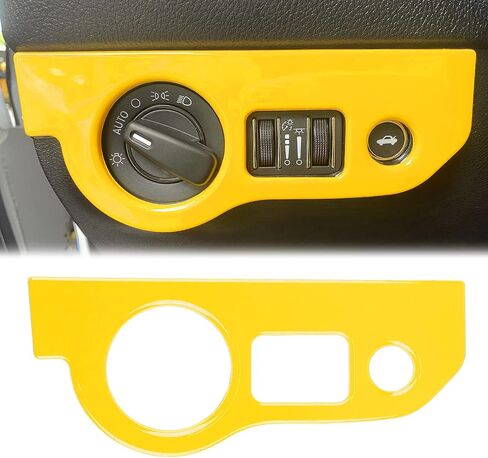 Gear Shift Panel Cover Trim &Gear Shift Knob Cover & Headlight Switches Button Cover Trim Compatible for Dodge Challenger 2015 up, ABS 3pcs(Yellow) in Saudi Arabia