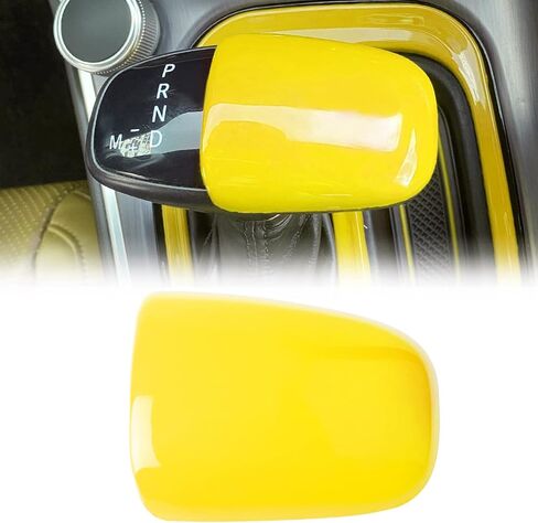 Gear Shift Panel Cover Trim &Gear Shift Knob Cover & Headlight Switches Button Cover Trim Compatible for Dodge Challenger 2015 up, ABS 3pcs(Yellow) in Saudi Arabia