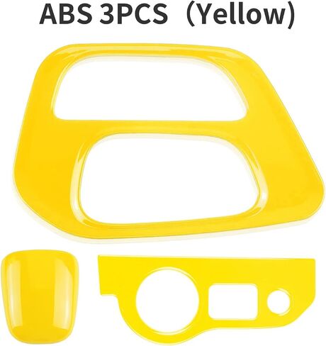 Gear Shift Panel Cover Trim &Gear Shift Knob Cover & Headlight Switches Button Cover Trim Compatible for Dodge Challenger 2015 up, ABS 3pcs(Yellow) in Saudi Arabia