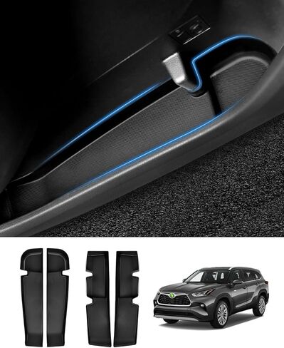 منظم صينية باب السيارة لملحقات تويوتا هايلاندر 2020-2023 2024، مادة TPE، أسود، 4 قطع in Kuwait