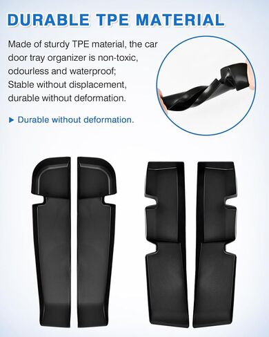منظم صينية باب السيارة لملحقات تويوتا هايلاندر 2020-2023 2024، مادة TPE، أسود، 4 قطع in Kuwait