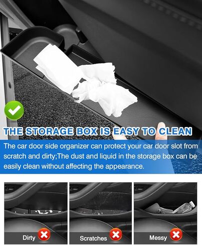 منظم صينية باب السيارة لملحقات تويوتا هايلاندر 2020-2023 2024، مادة TPE، أسود، 4 قطع in Kuwait