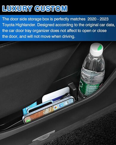 منظم صينية باب السيارة لملحقات تويوتا هايلاندر 2020-2023 2024، مادة TPE، أسود، 4 قطع in Kuwait