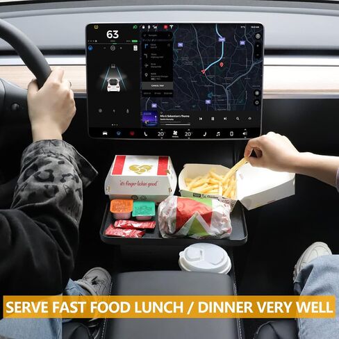 صينية وحدة التحكم المركزية لطراز Tesla Y / 3 - طاولة صينية طعام السيارة لتناول الطعام، أساسيات حمل مسطحة كبيرة أثناء الرحلات البرية، هدية لملحقات Tesla in Kuwait