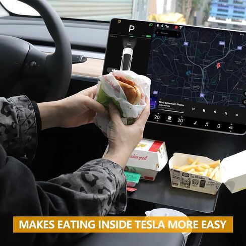 صينية وحدة التحكم المركزية لطراز Tesla Y / 3 - طاولة صينية طعام السيارة لتناول الطعام، أساسيات حمل مسطحة كبيرة أثناء الرحلات البرية، هدية لملحقات Tesla in Kuwait
