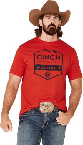 Cinch Men's Lead Don't Follow Mountain Graphic Short Sleeve T-Shirt Red in Saudi Arabia