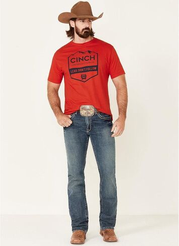 Cinch Men's Lead Don't Follow Mountain Graphic Short Sleeve T-Shirt Red in Saudi Arabia
