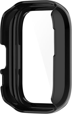 Compatible with Amazfit Active Case Cover, PC Protective Case Full Cover with HD Tempered Glass Screen Protector for Amazfit Active Watch Case (Black&Clear&Khaki) in Saudi Arabia
