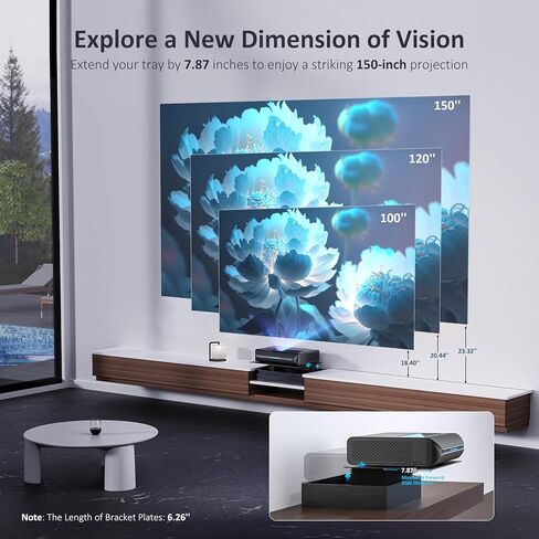 صينية رفع منزلق بمحرك NexiGo AS400 لجهاز عرض قصير جدًا (UST)، تمتد حتى 150 بوصة، تصميم تلسكوبي لصينية قابلة للسحب تلقائيًا، مزامنة ذكية مع قوة جهاز العرض in Kuwait