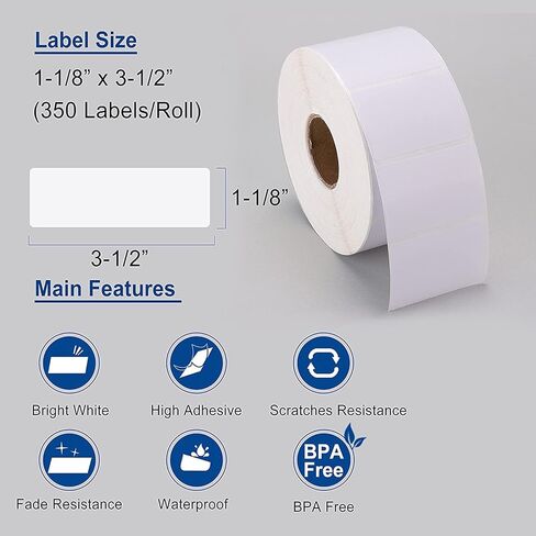 AOMYA - متوافق مع DYMO 30252 (1-1/8" x 3-1/2") ملصقات العناوين والرمز الشريطي - متوافقة مع طابعات Rollo وDYMO Labelwriter 450 و4XL وZebra المكتبية [6 بكرات/2100 ملصق] in Kuwait