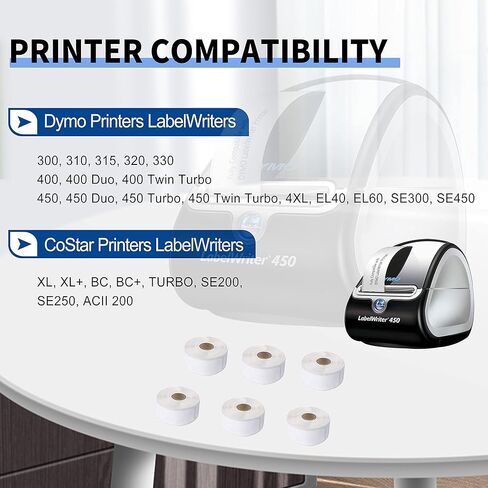 AOMYA - متوافق مع DYMO 30252 (1-1/8" x 3-1/2") ملصقات العناوين والرمز الشريطي - متوافقة مع طابعات Rollo وDYMO Labelwriter 450 و4XL وZebra المكتبية [6 بكرات/2100 ملصق] in Kuwait